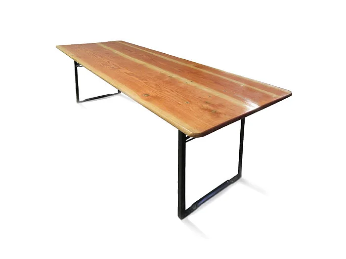 Conjunto de mesa e bancos dobráveis ​​para cervejaria, cor marrom, Medidas da mesa 220 x 76 x 80 cm, Medidas do banco 220 x 46 x 24 cm