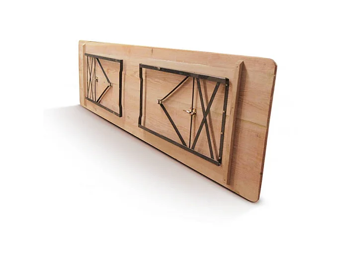 Conjunto de mesa e bancos dobráveis ​​para cervejaria, cor marrom, Medidas da mesa 220 x 76 x 80 cm, Medidas do banco 220 x 46 x 24 cm