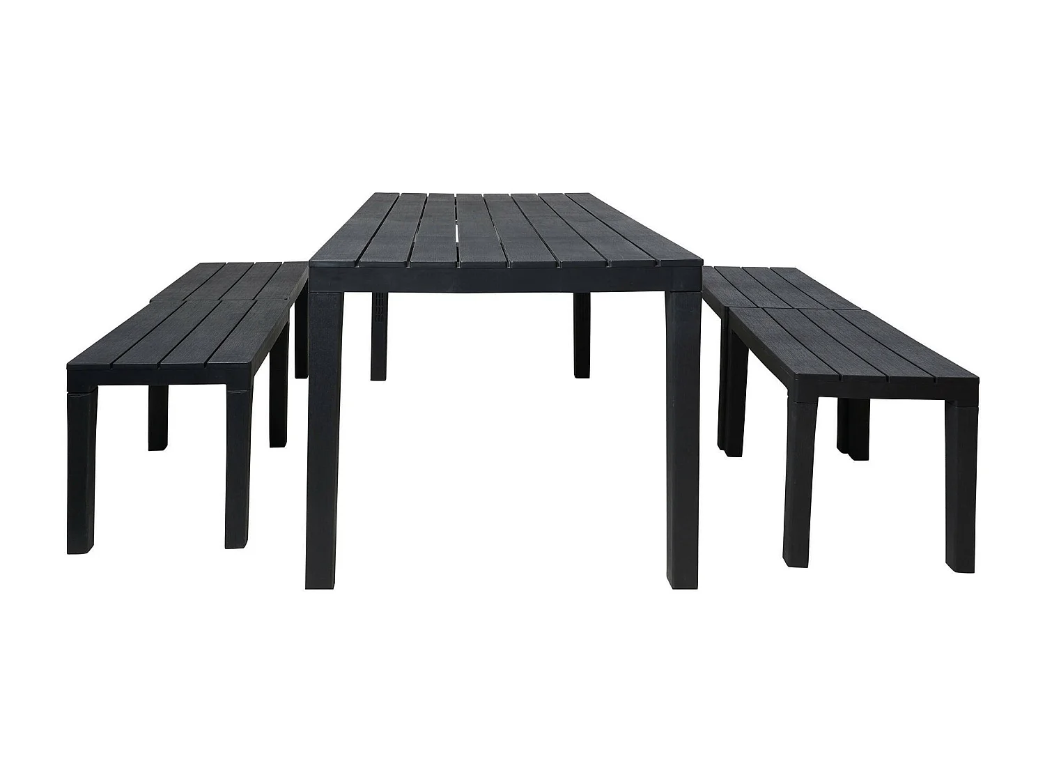 Sanremo outdoor loungeset, Tuinset met 1 rechthoekige tafel en 4 banken, Picknickset voor binnen en buiten, 100% Made in Italy, Antraciet
