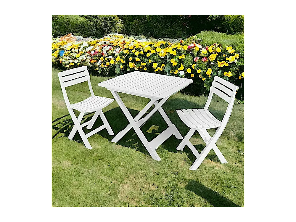 Paterno' outdoor loungeset, Tuinset met 2 fauteuils en 1 tafel, Campingset, 100% Made in Italy, Wit