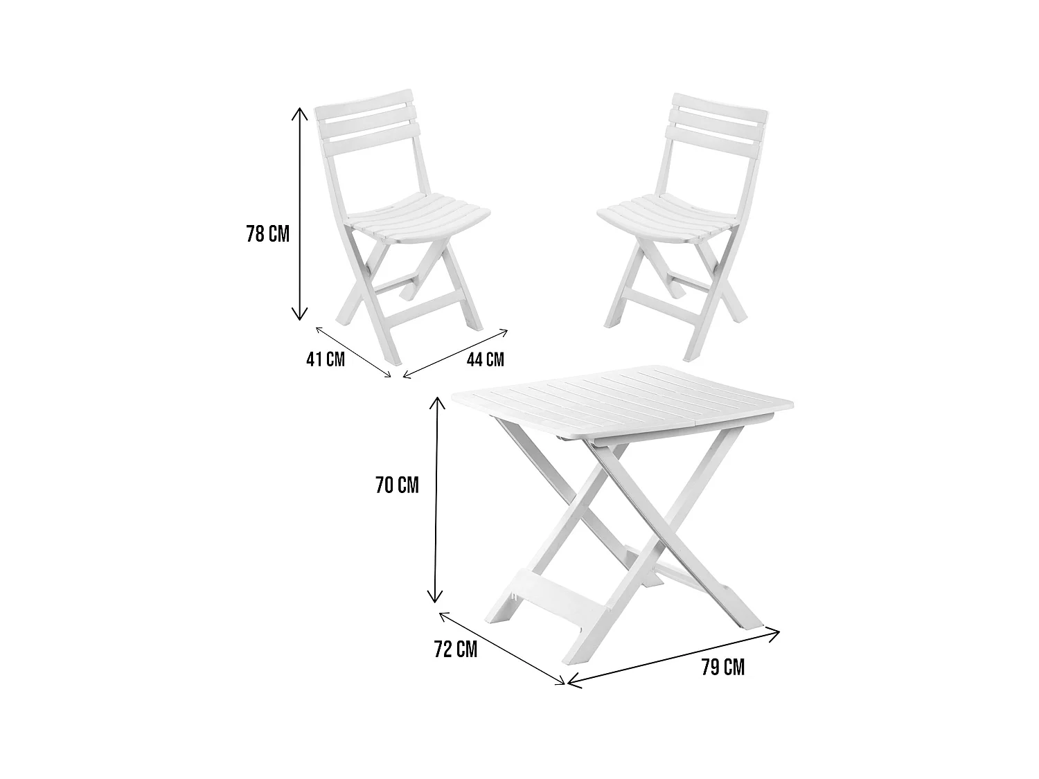 Paterno' outdoor loungeset, Tuinset met 2 fauteuils en 1 tafel, Campingset, 100% Made in Italy, Wit