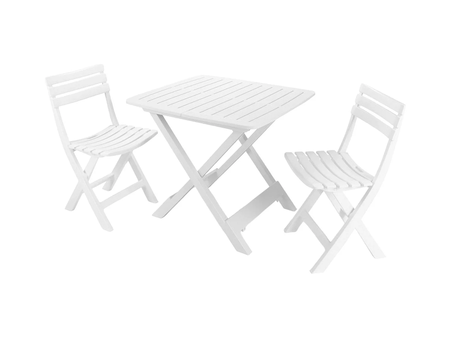 Ensemble de salon d'extérieur Paterno', Composition de jardin avec 2 fauteuils et 1 table, Salon de camping, 100% Made in Italy, Blanc