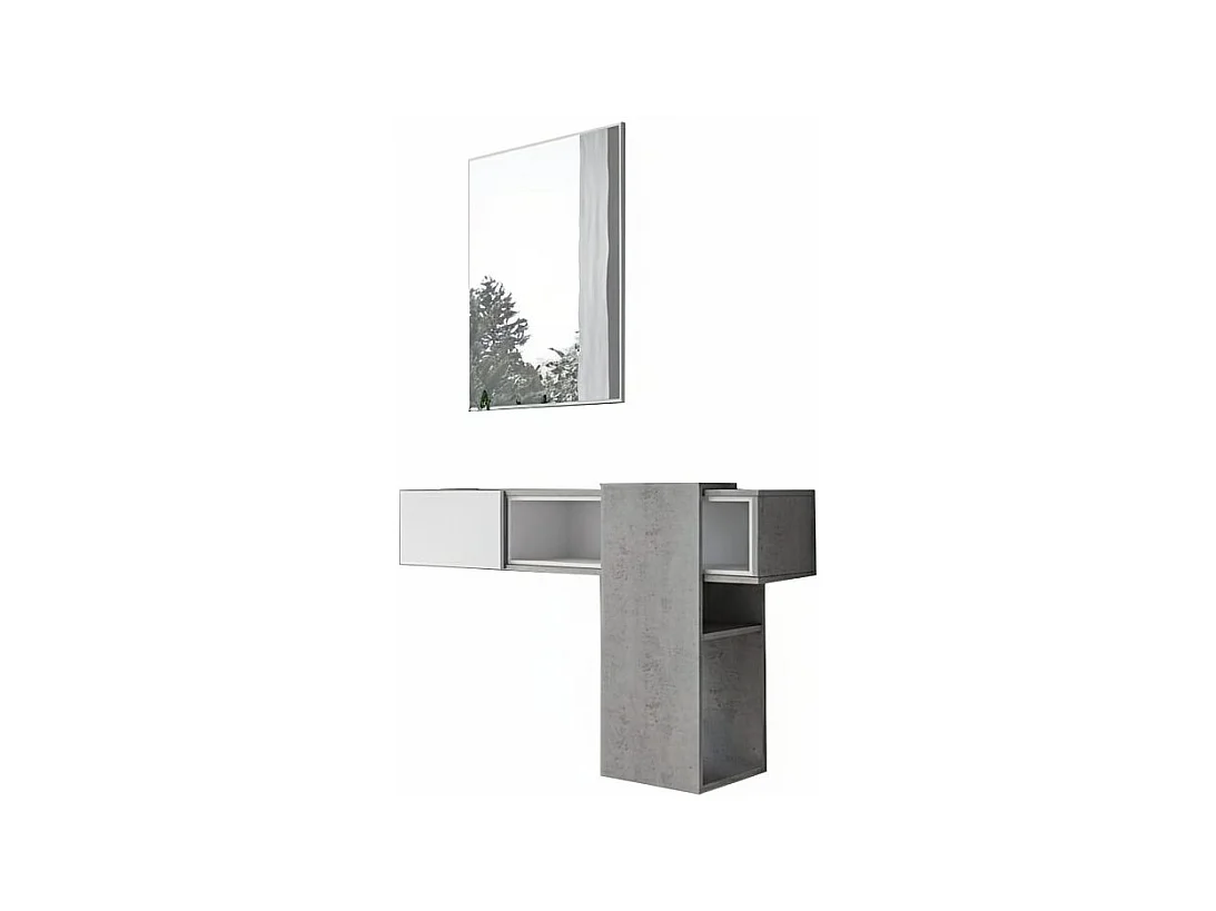 Dmora - Mobile da ingresso Daba, 100x31h75 cm, Cemento e Bianco