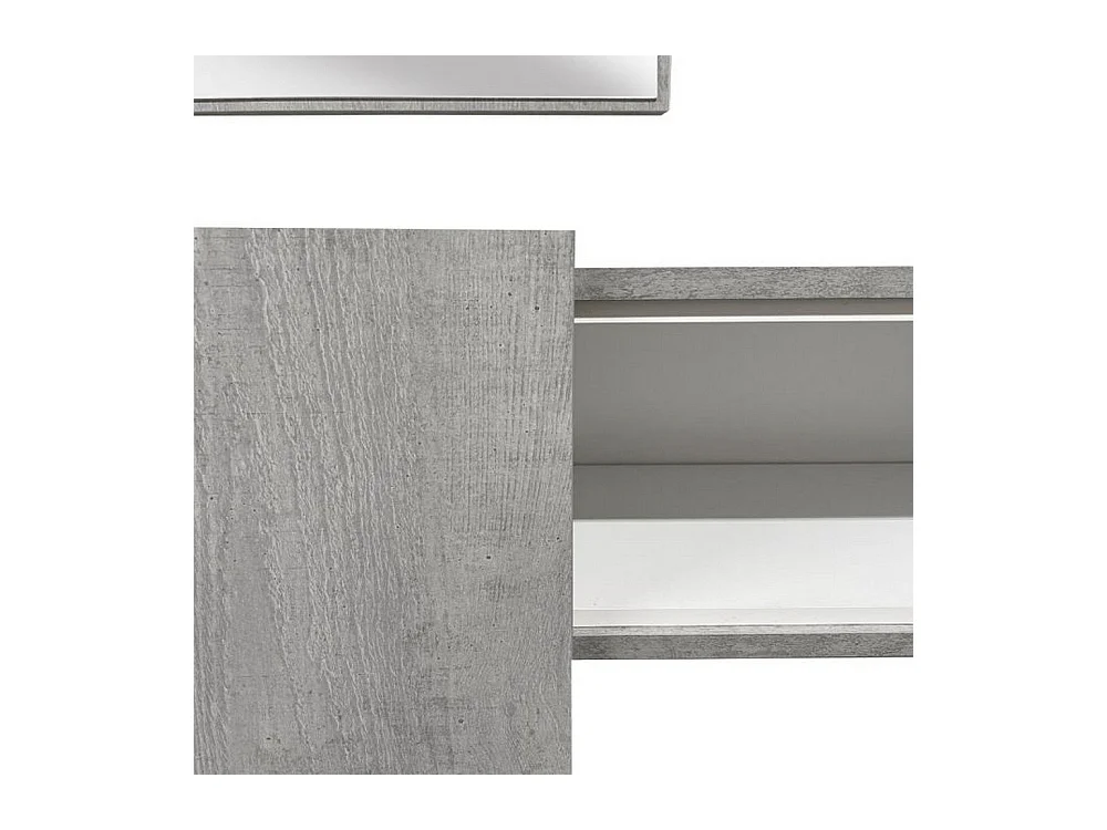 Meuble d'entrée Dpinz, Entrée suspendue, Élément mural avec miroir, Vide poche d'entrée avec tiroir et miroir, 100x27h75 cm, Ciment et Blanc