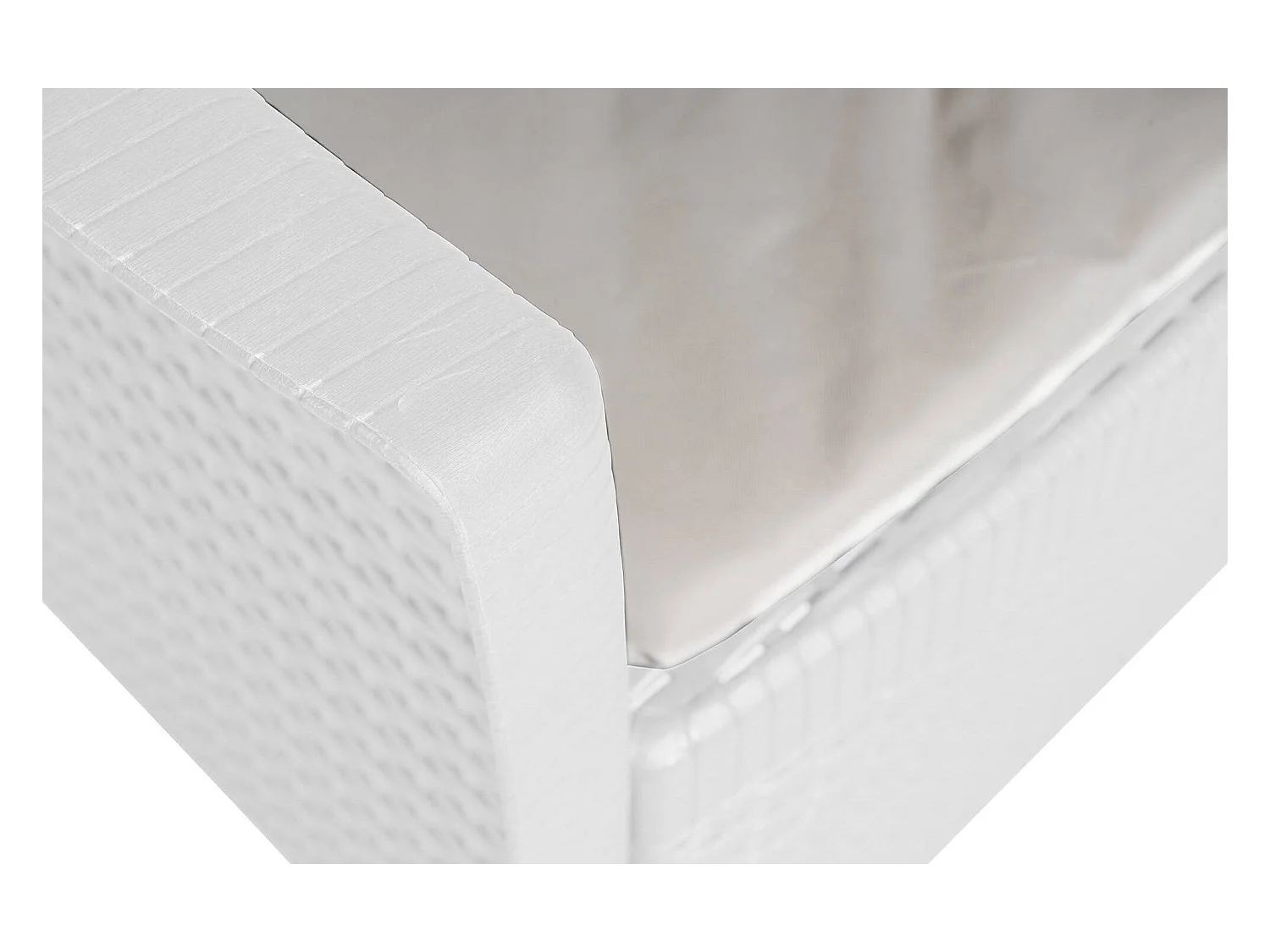 Naples outdoor loungeset, Tuinset met 2 fauteuils en 1 opbergtafel, Lounge met rotaneffect, 100% Made in Italy, Wit