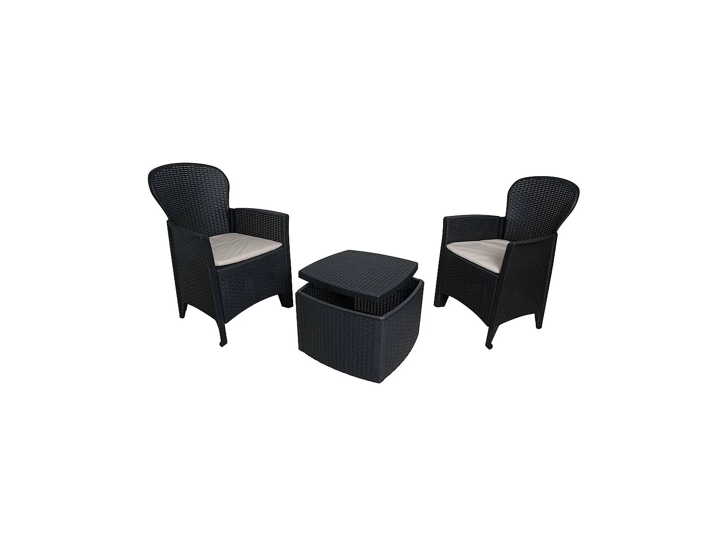 Dmora Buiten Salon Napoli Zwart Antraciet 2-Zits, Tafel, Waterdicht Made in Italy