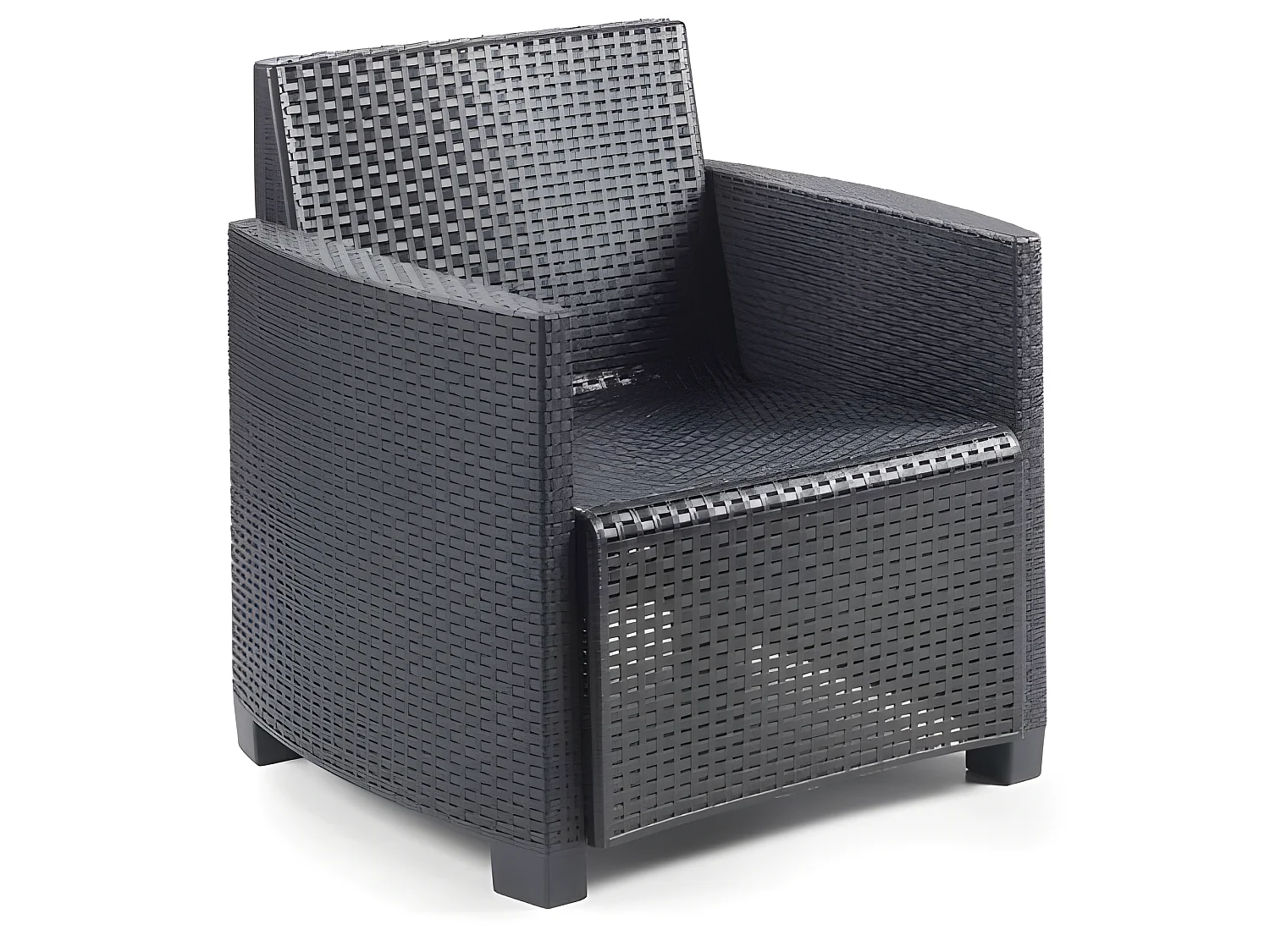 Lecce outdoor loungeset, Tuinset met kussens bestaande uit 2 fauteuils, 1 bank en 1 salontafel, Indoor lounge, 100% Made in Italy, 128x67h77 cm, Antraciet