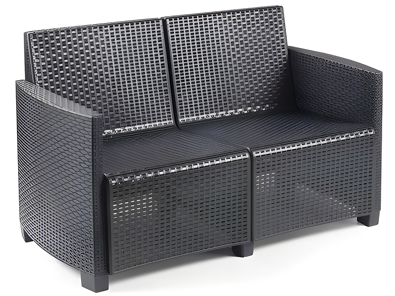 Lecce outdoor loungeset, Tuinset met kussens bestaande uit 2 fauteuils, 1 bank en 1 salontafel, Indoor lounge, 100% Made in Italy, 128x67h77 cm, Antraciet