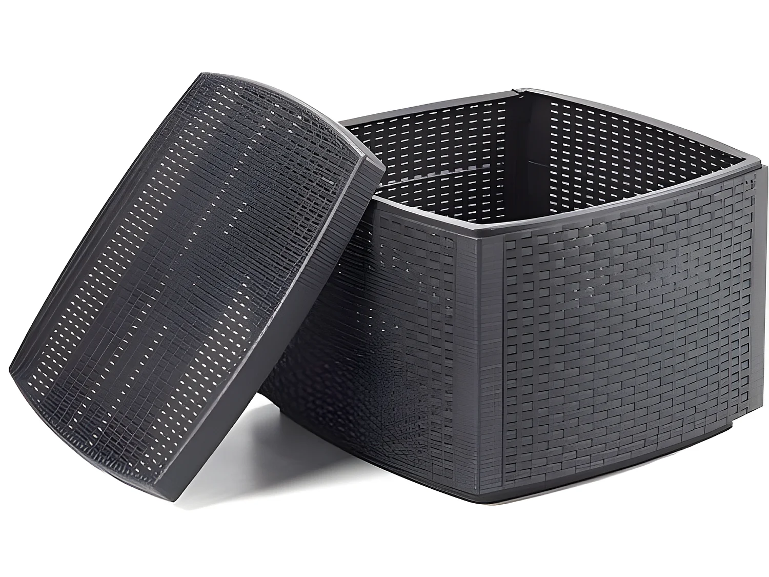 Lecce outdoor loungeset, Tuinset met kussens bestaande uit 2 fauteuils, 1 bank en 1 salontafel, Indoor lounge, 100% Made in Italy, 128x67h77 cm, Antraciet