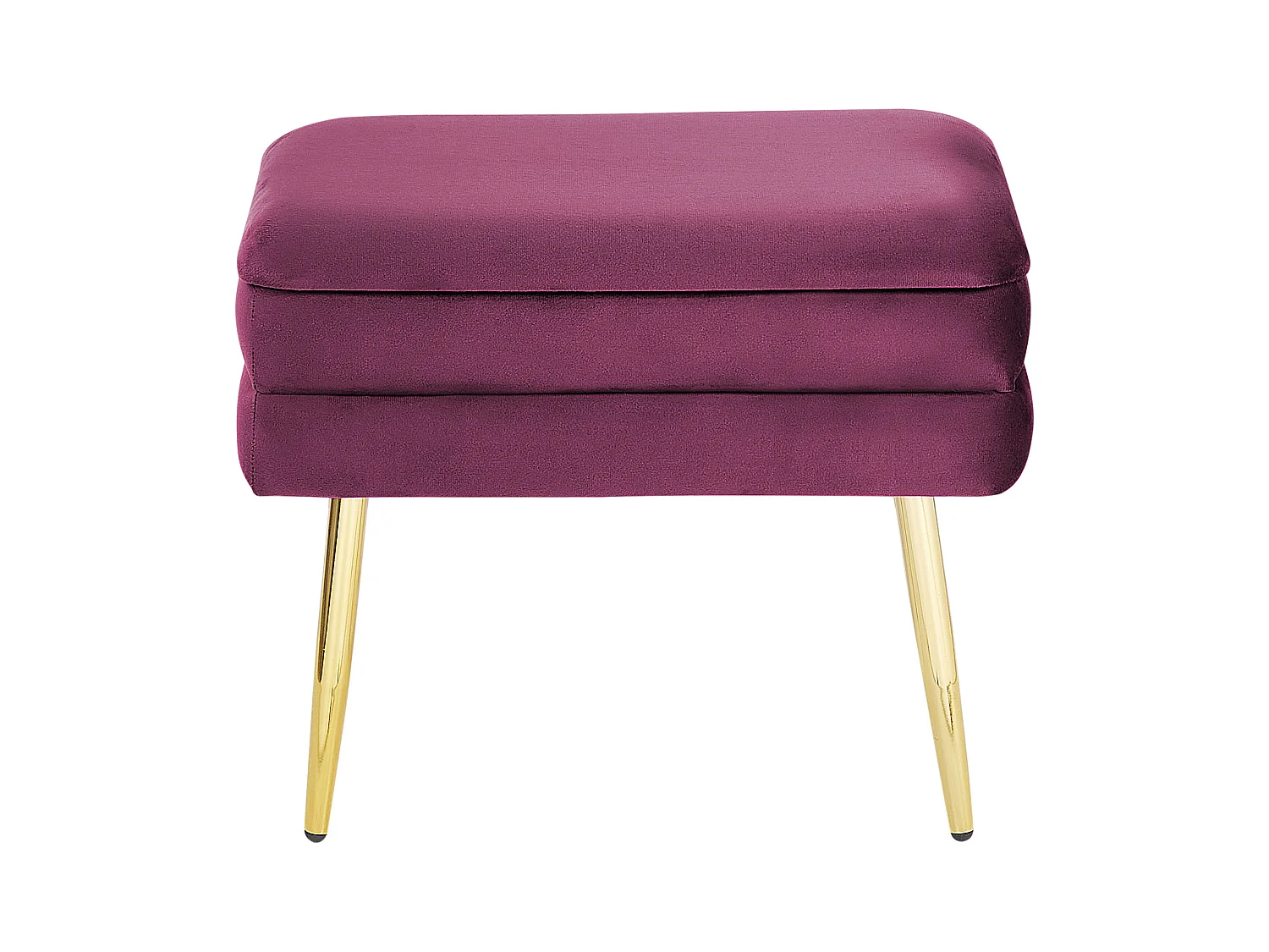 Bank mit Stauraum aus Samtstoff rot burgund mit goldenen Metallbeinen Odessa