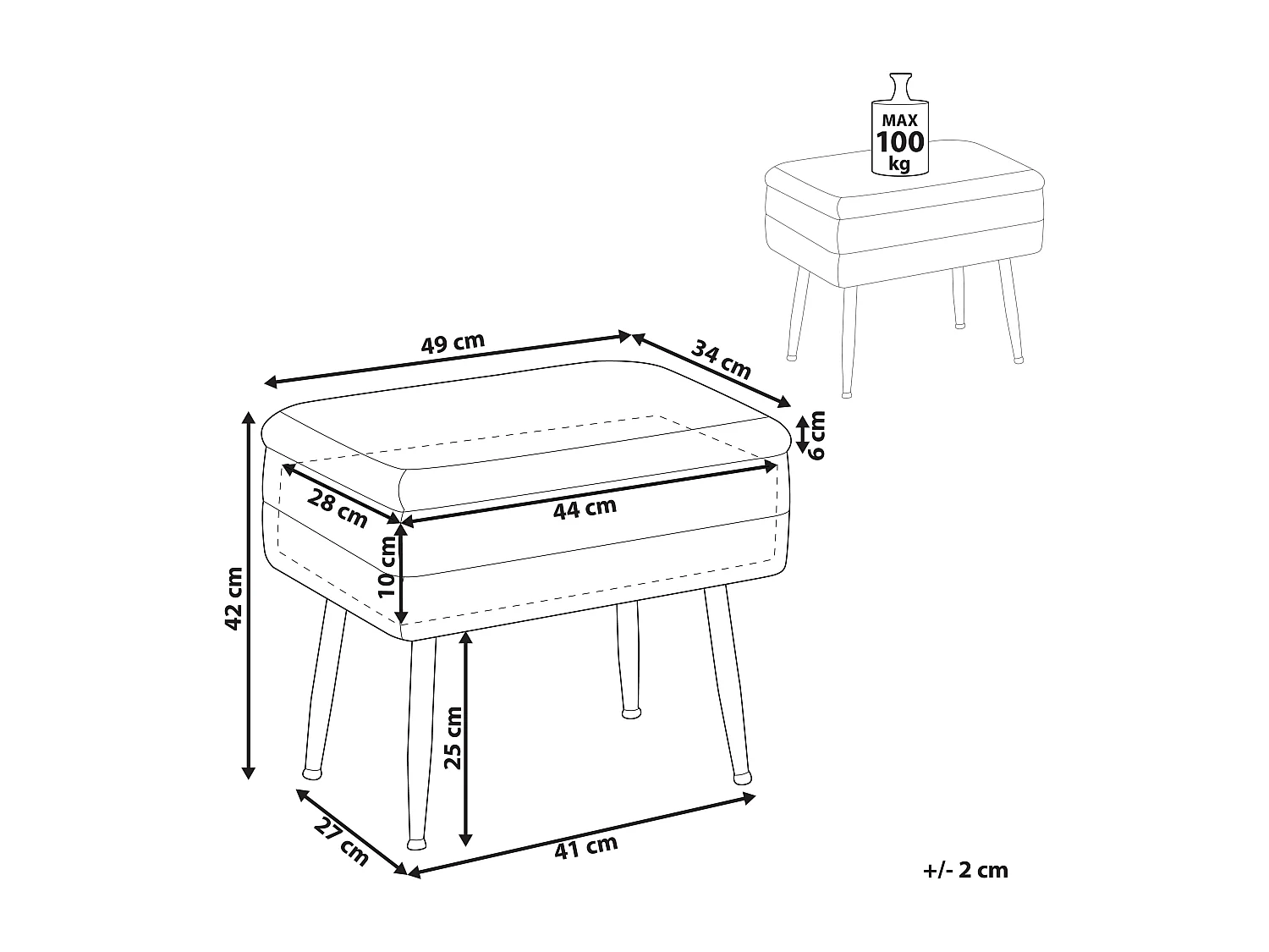 Banc de rangement ODESSA Velours Rouge Bordeaux