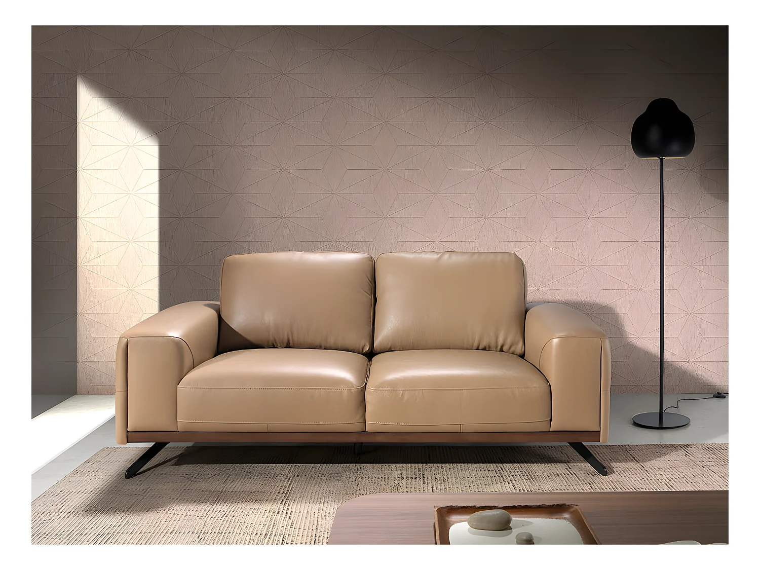 Canapé 2 places en cuir couleur Arena 6133 ANGEL CERDA