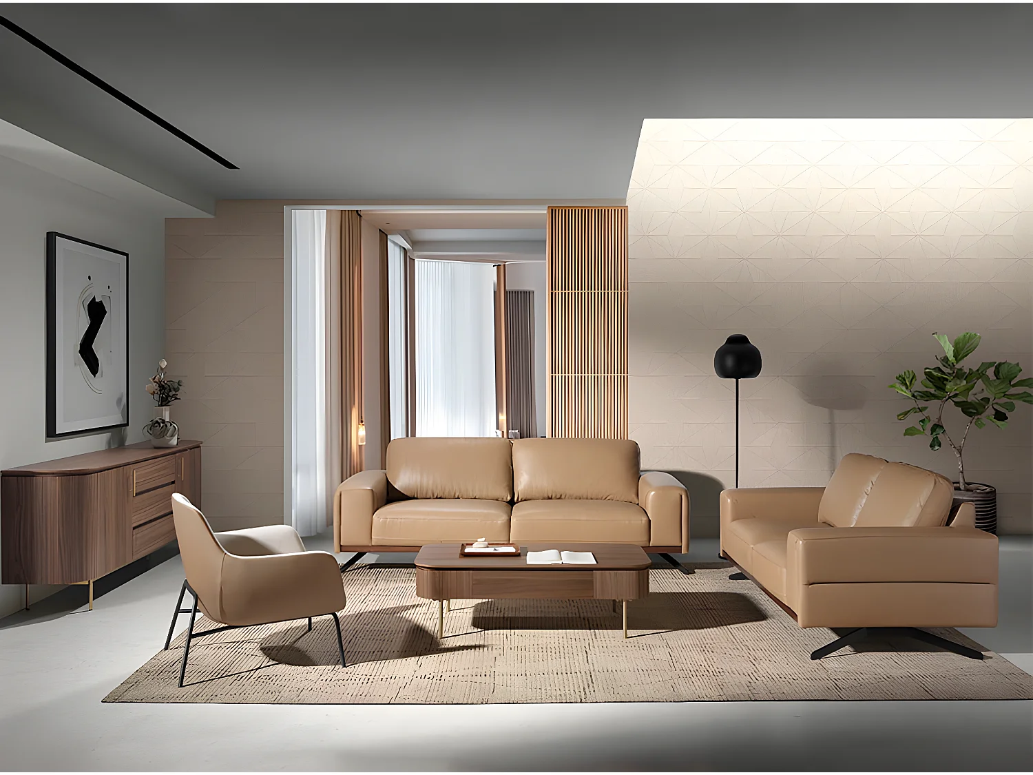 Canapé 2 places en cuir couleur Arena 6133 ANGEL CERDA