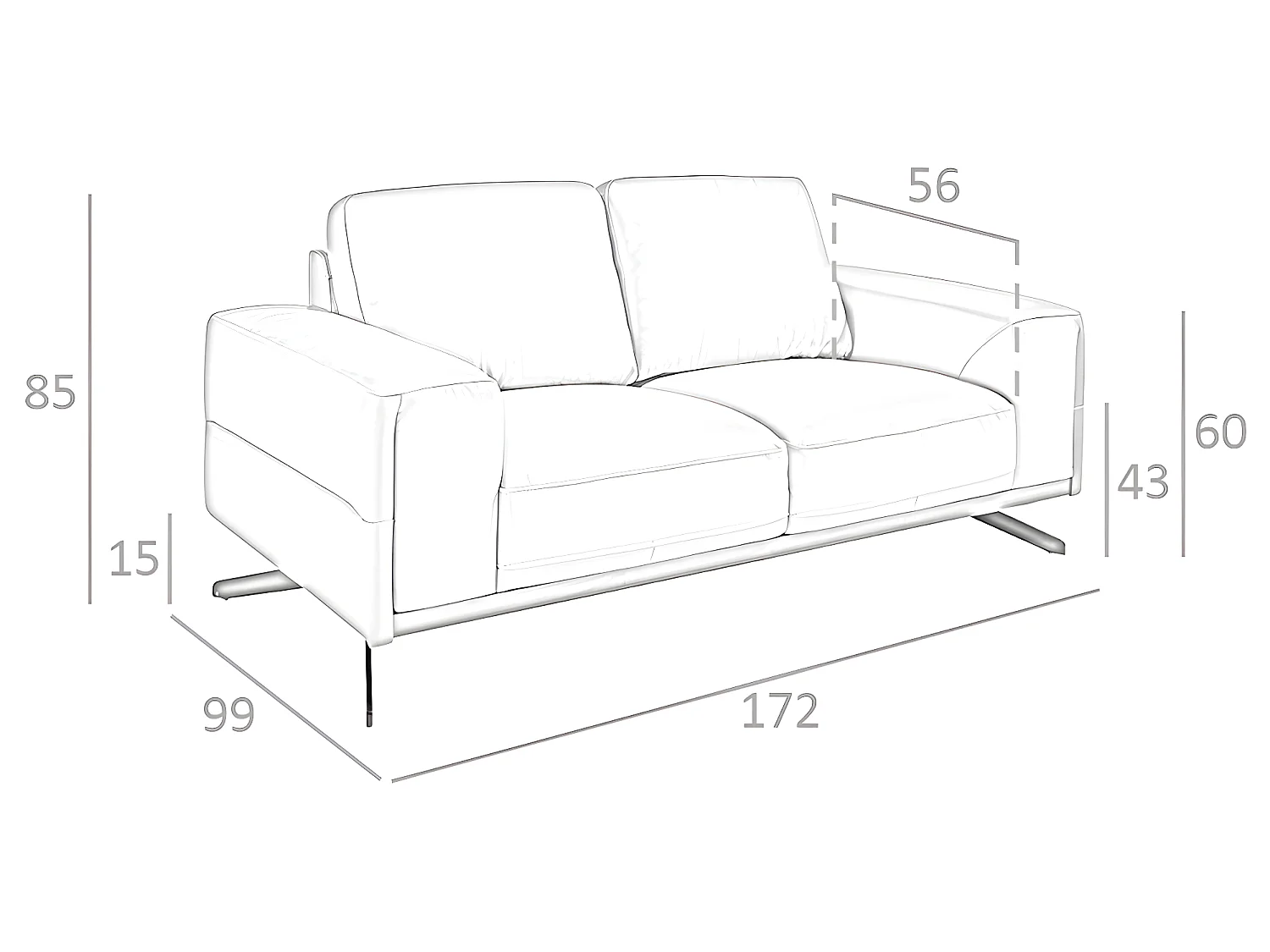 Canapé 2 places en cuir couleur Arena 6133 ANGEL CERDA