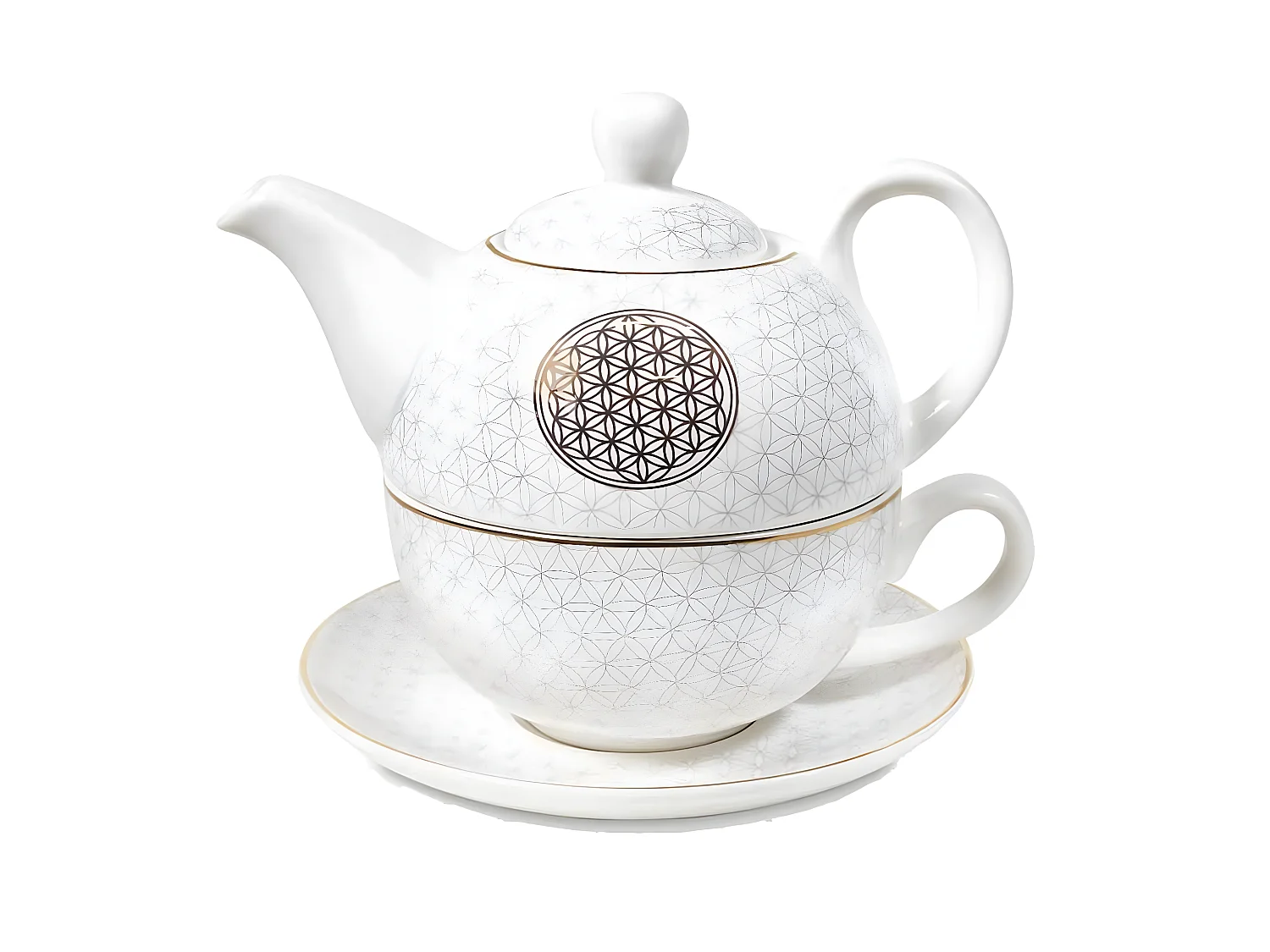 Théière solo en porcelaine Fleur de Vie