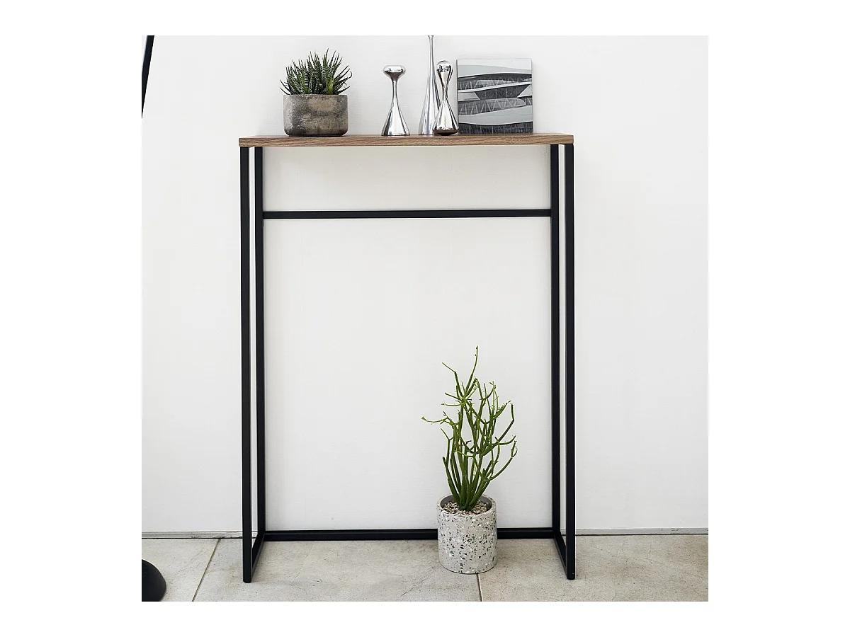 Metalen en houten ingangstafel - L60 cm