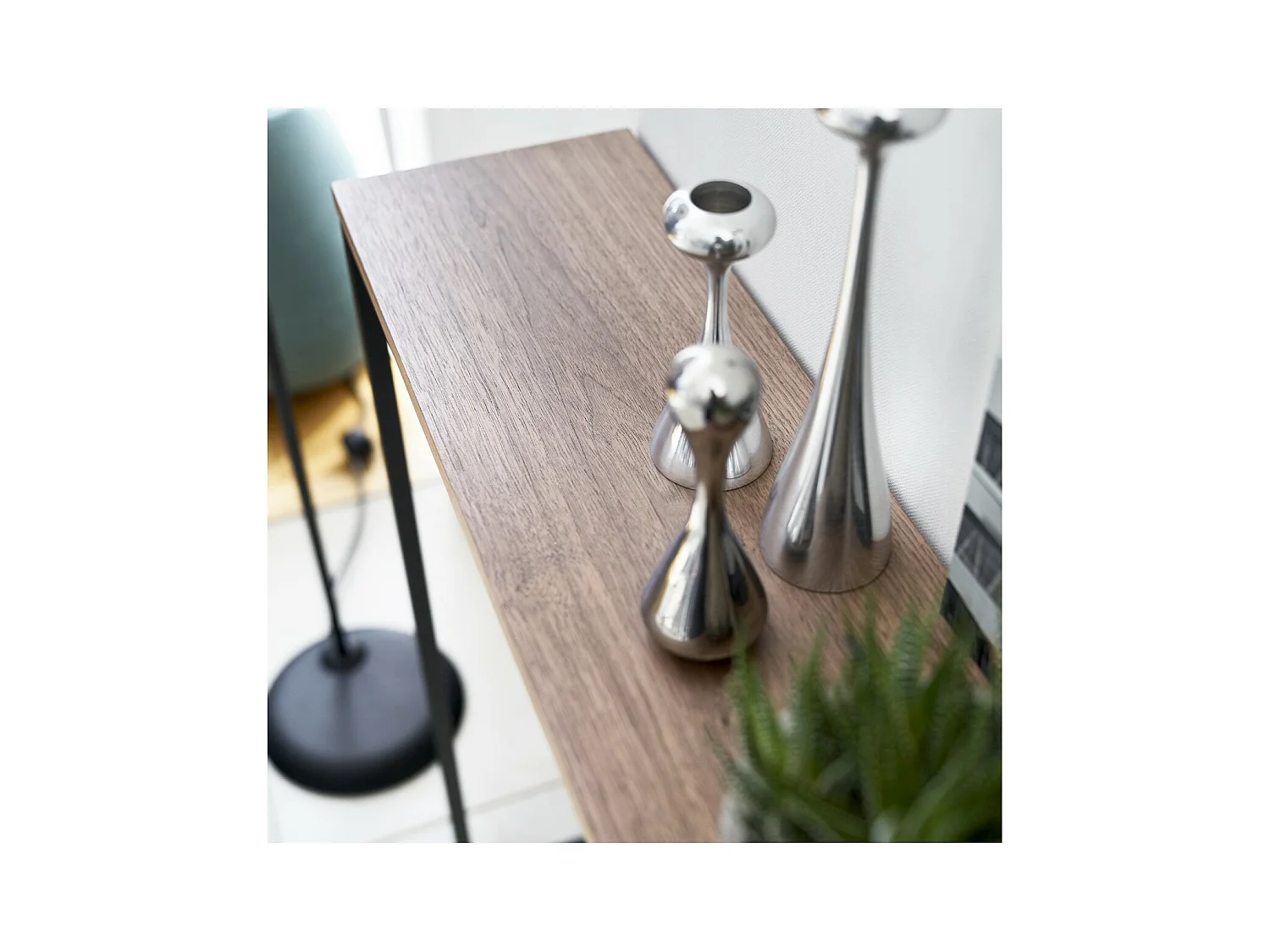 Metalen en houten ingangstafel - L60 cm