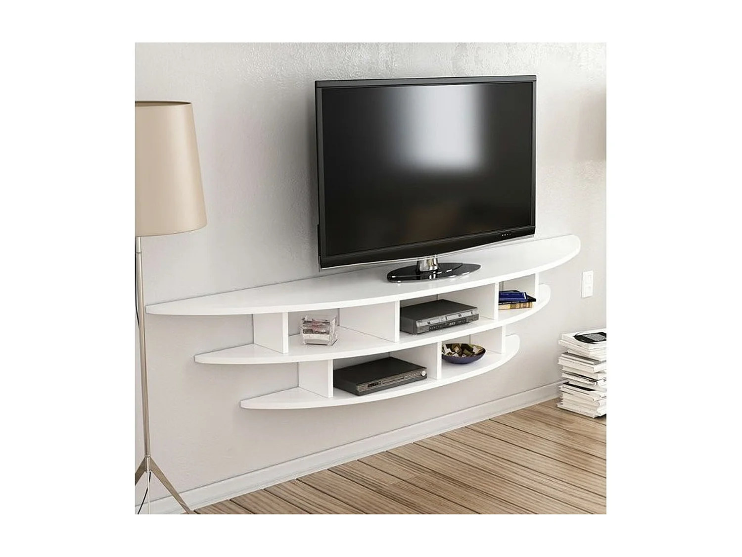 Ensemble meuble TV ALVINO 176 cm blanc