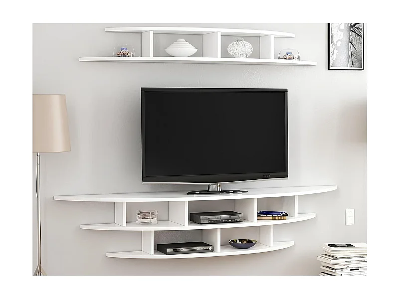Ensemble meuble TV ALVINO 176 cm blanc