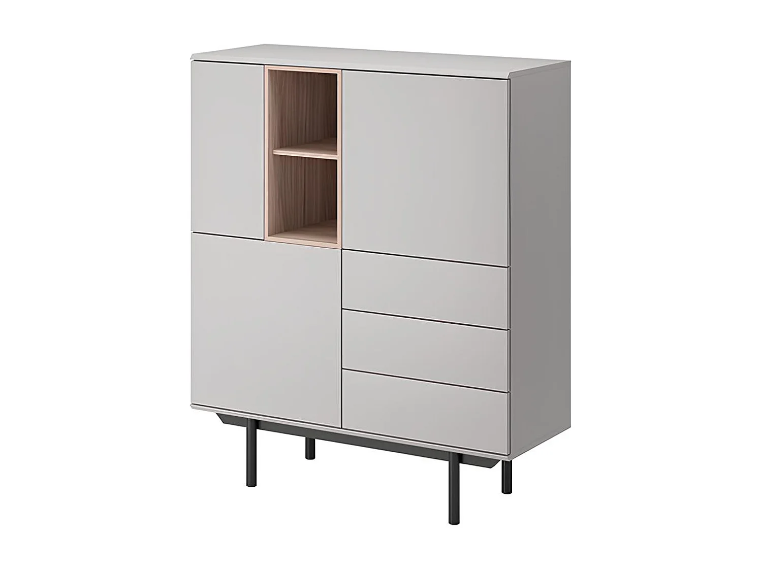 Ensemble meuble TV, buffet haut et étagère mural INOX gris 150 cm