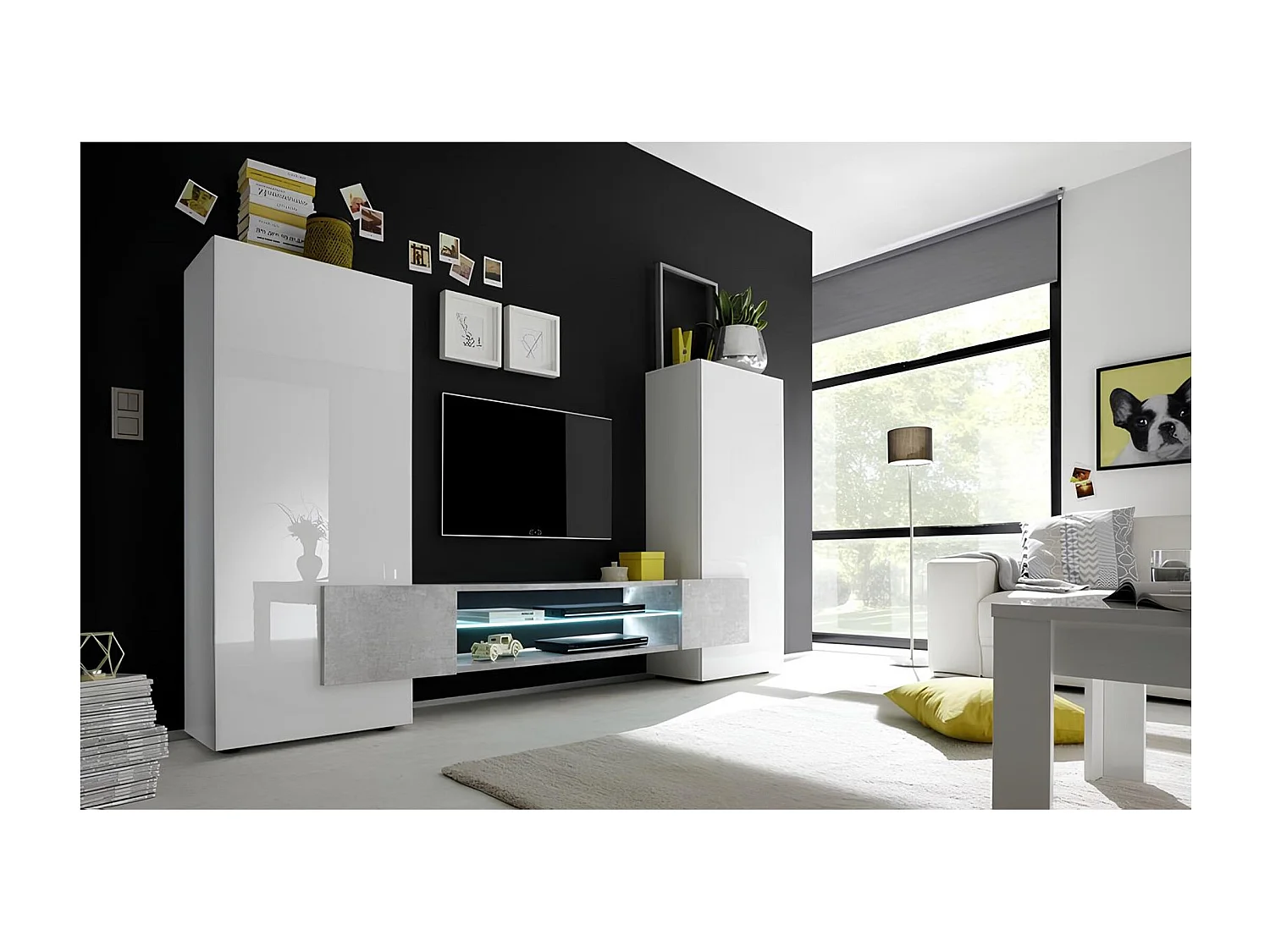 Ensemble meuble TV MARIO 258 cm béton