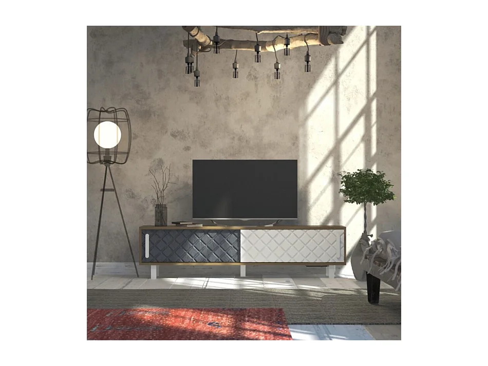 Meuble TV ROB blanc et anthracite 180 cm