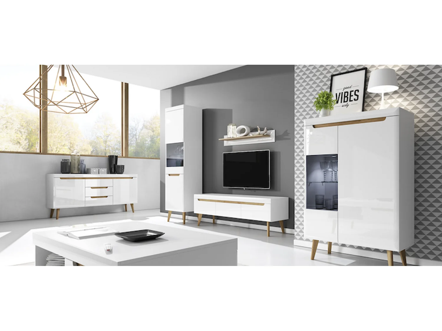 Meuble TV NORDI 160 cm blanc