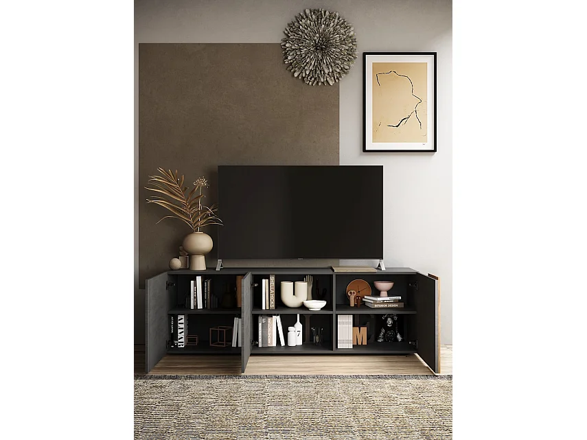 Meuble TV 3 portes VENUS Titan-Mercury 181 cm