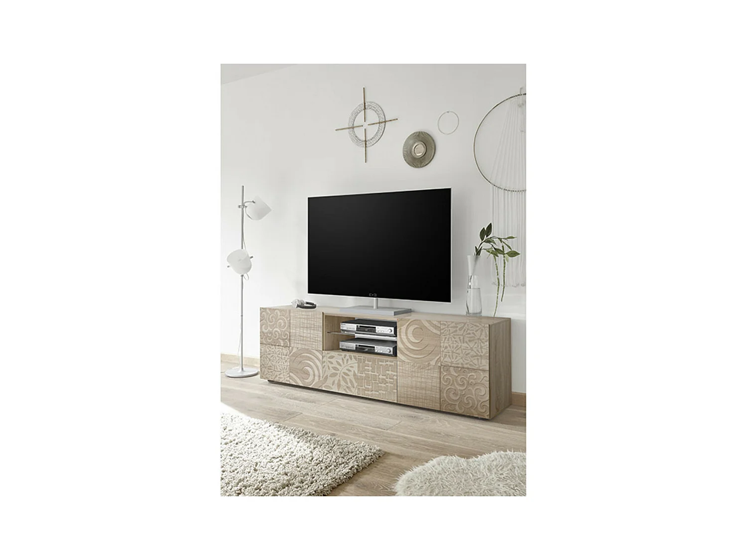 Meuble TV MIREL chêne 2 portes 1 tiroir 181 cm