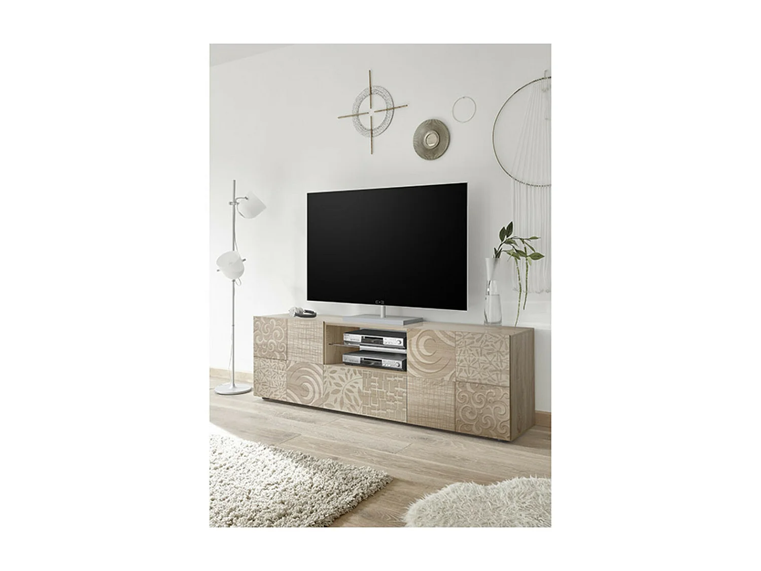Meuble TV MIREL chêne 2 portes 1 tiroir 181 cm