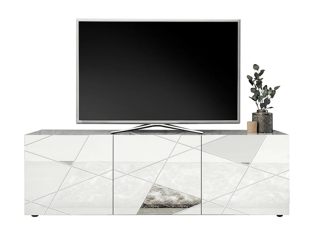 Meuble TV VITTORIA blanc laqué 181 cm