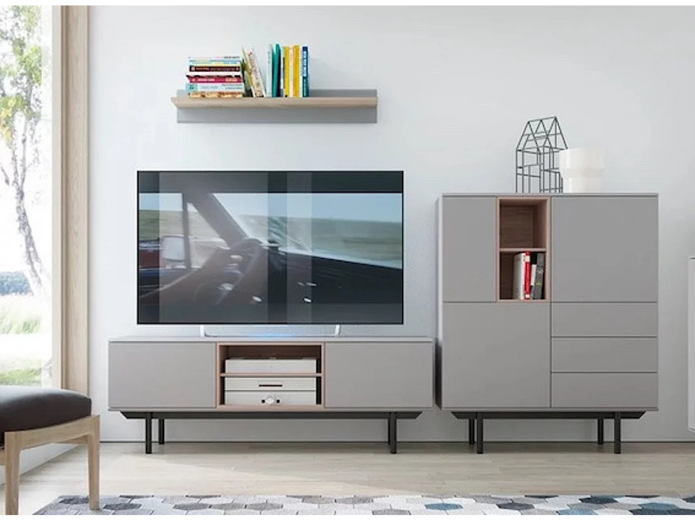Meuble TV INOX gris 150 cm