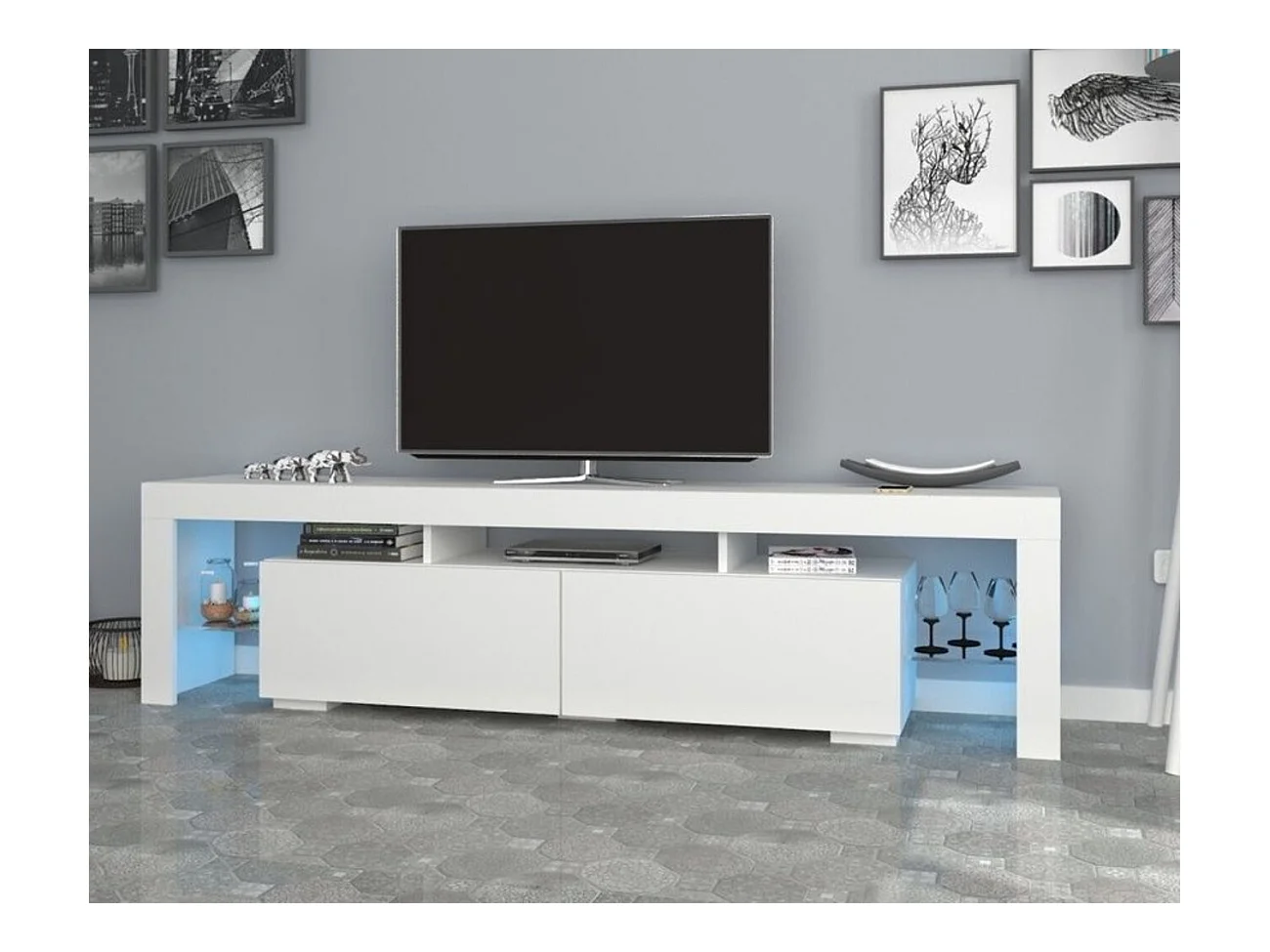 Meuble TV STYLO 200 cm blanc