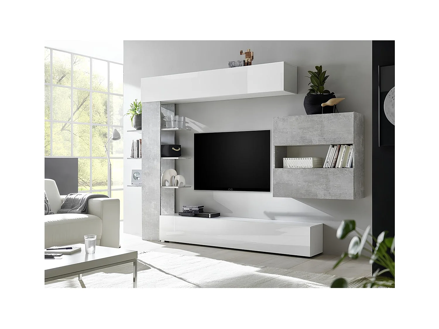 Ensemble meuble TV CELIA béton 295 cm