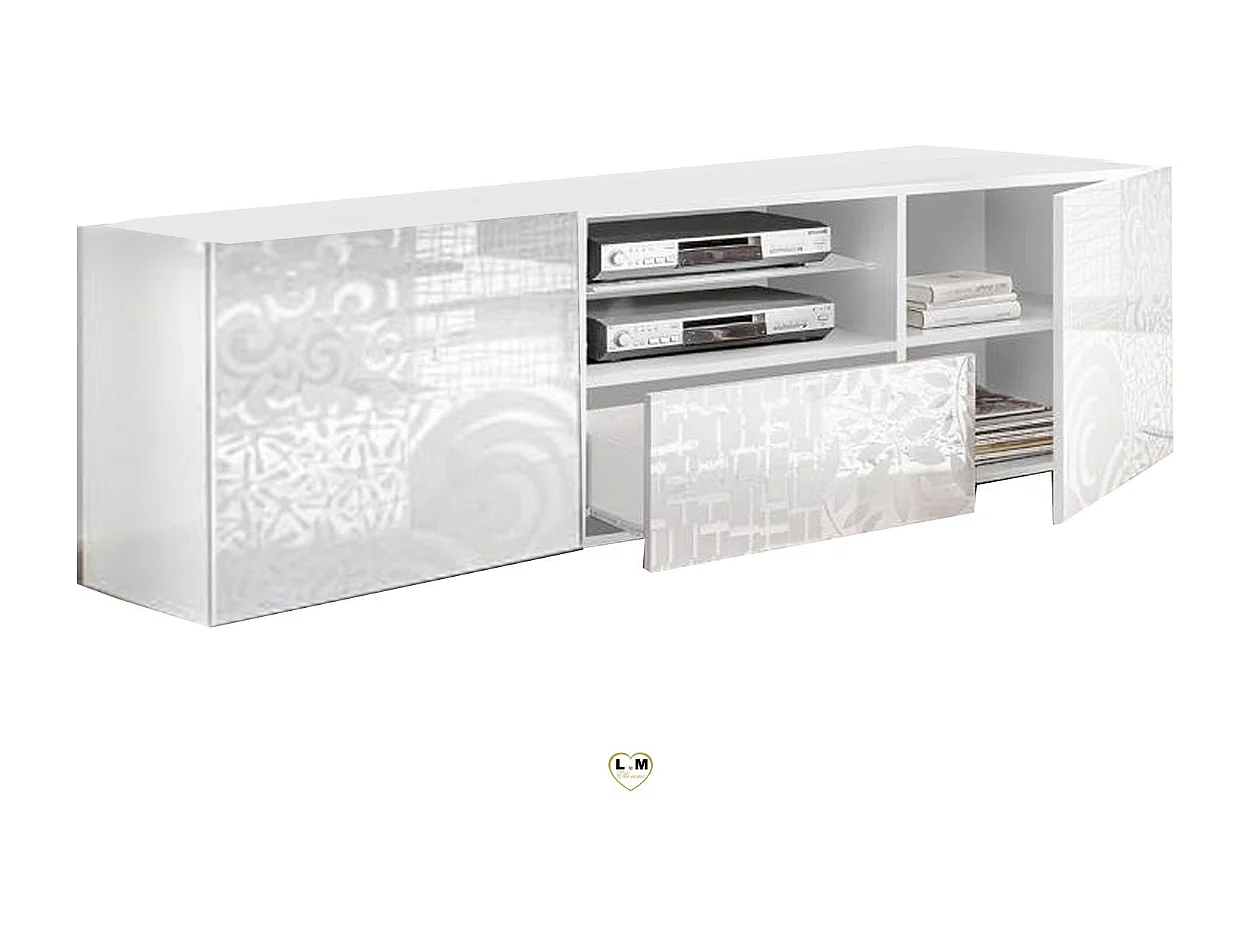 Meuble TV MIREL blanc 2 portes 1 tiroir 181 cm