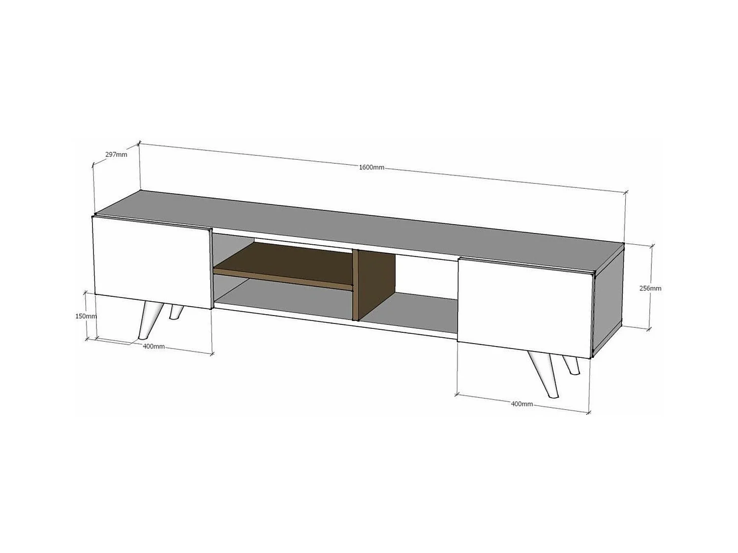 Meuble TV DORE Noir 160 cm