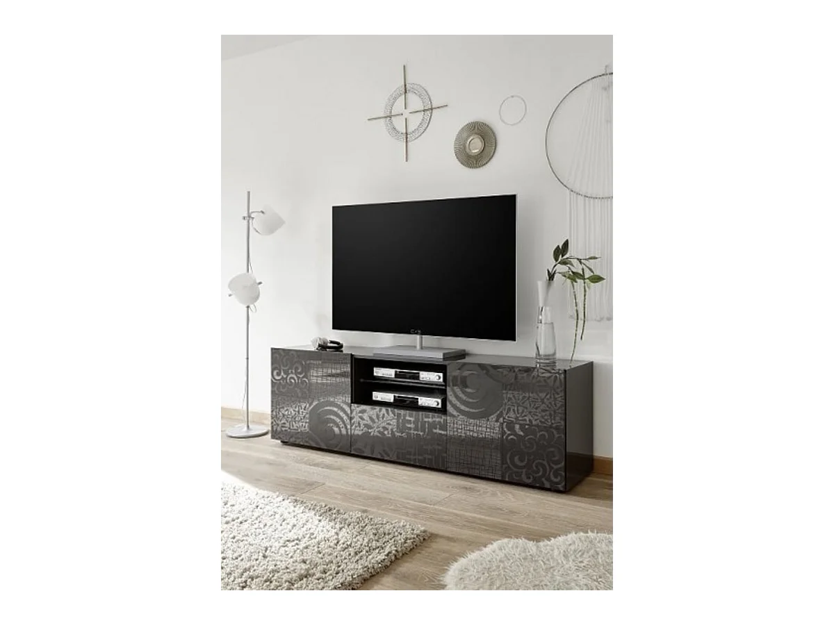 Meuble TV MIREL anthracite 2 portes 1 tiroir