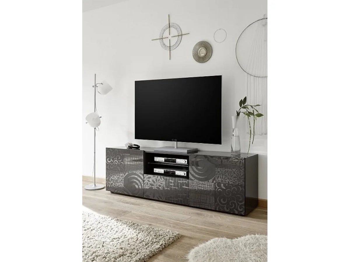 Meuble TV MIREL anthracite 2 portes 1 tiroir