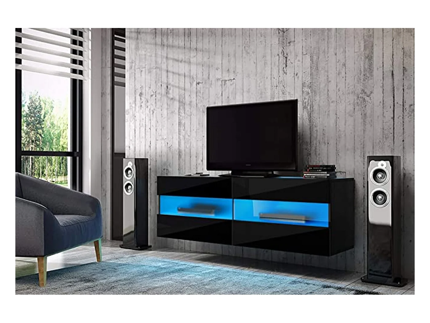 Meuble RITA avec led , 100 cm noir