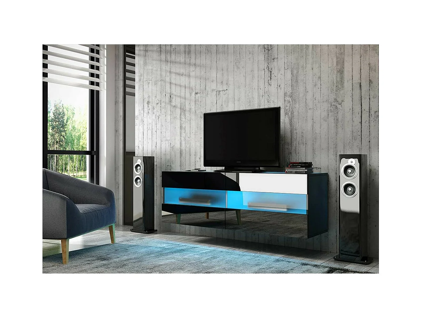 Meuble RITA avec led , 100 cm noir