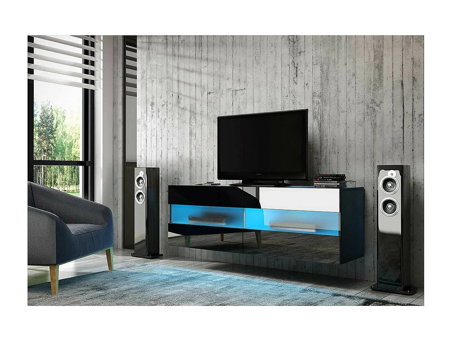 Meuble RITA avec led , 100 cm noir