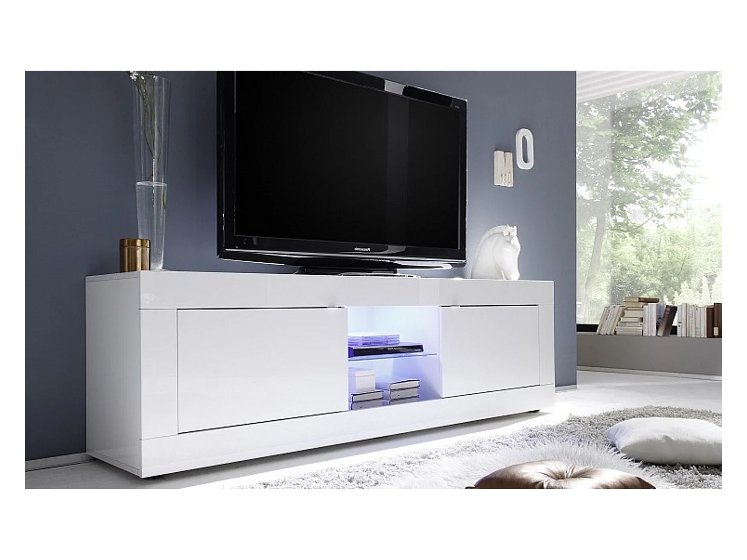 Meuble TV BASIC, 181 cm, blanc