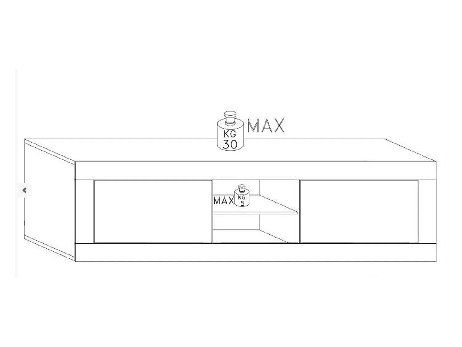 Meuble TV BASIC, 181 cm, blanc