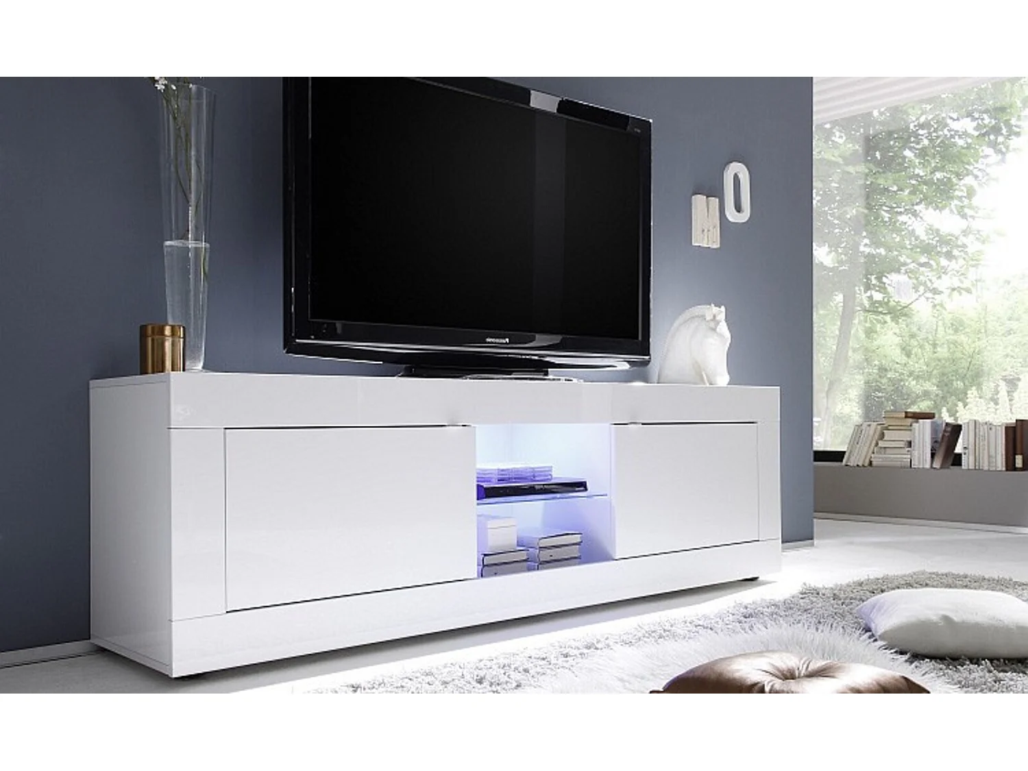 Meuble TV BASIC, 181 cm, blanc
