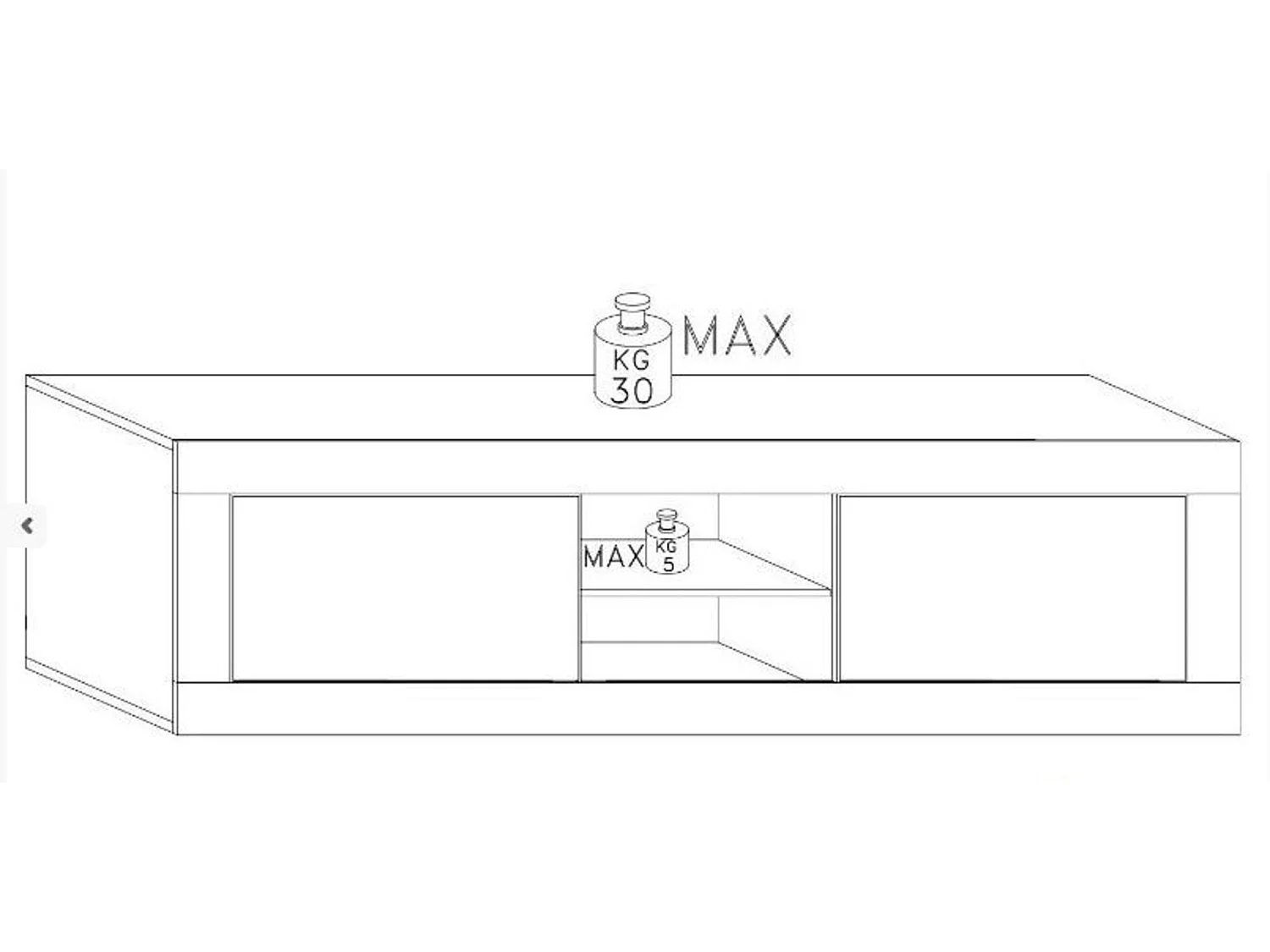 Meuble TV BASIC, 181 cm, blanc
