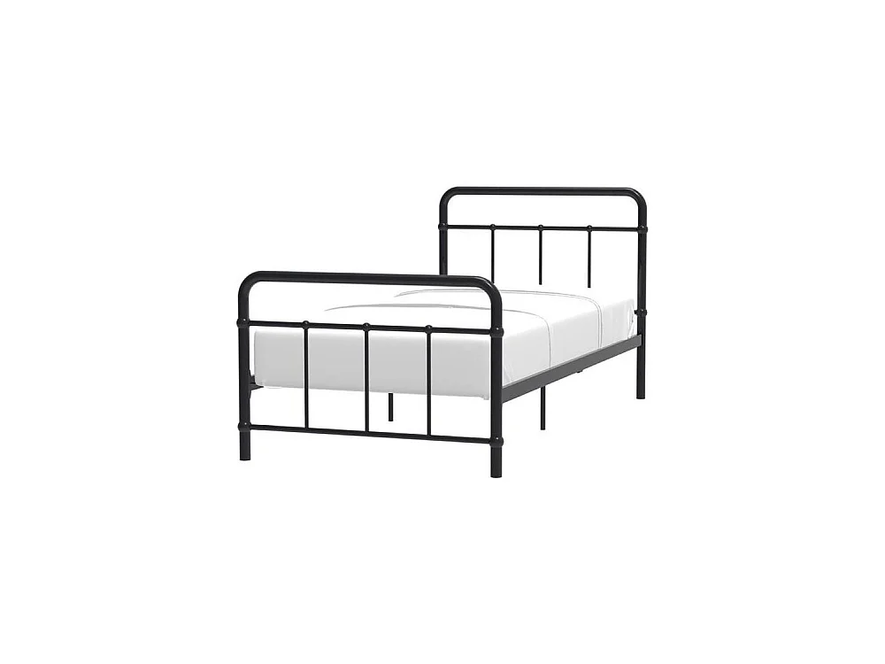 AARON Lit enfant 90 x 190 cm en métal - Noir - Sommier inclus