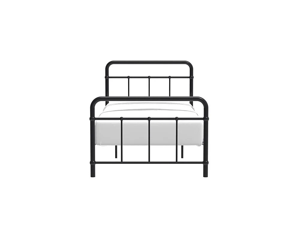 AARON Lit enfant 90 x 190 cm en métal - Noir - Sommier inclus