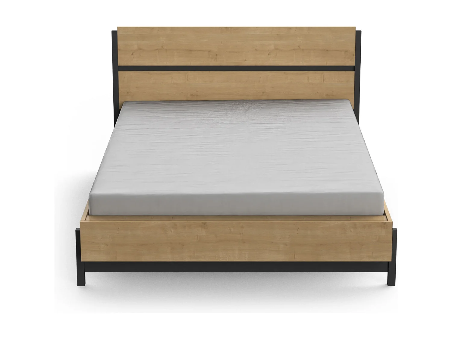 Lit adulte - CRAFT - Noir et chêne - 140 x 190/200 cm - DEMEYERE