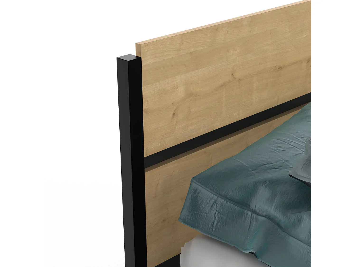 Lit adulte - CRAFT - Noir et chêne - 140 x 190/200 cm - DEMEYERE