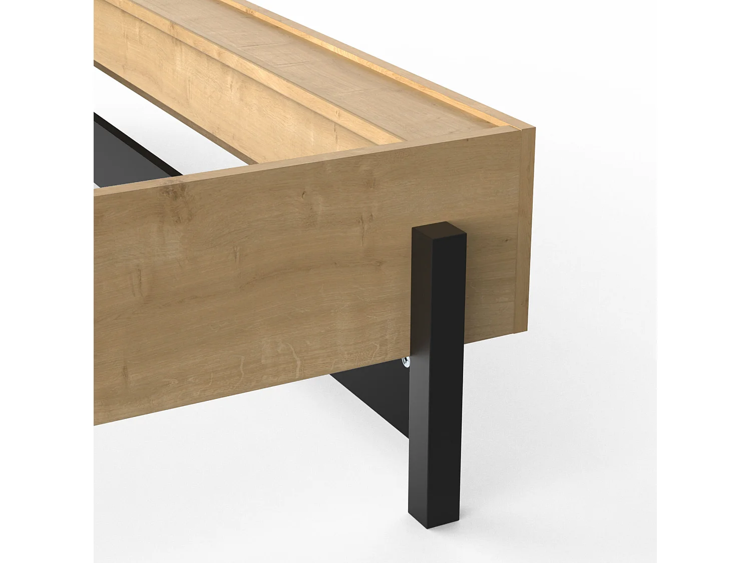 Lit adulte - CRAFT - Noir et chêne - 140 x 190/200 cm - DEMEYERE